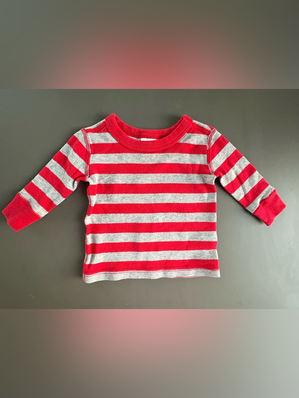 Hanna Andersson Red & Gray Striped Long Sleeve Pajama Top ONLY
